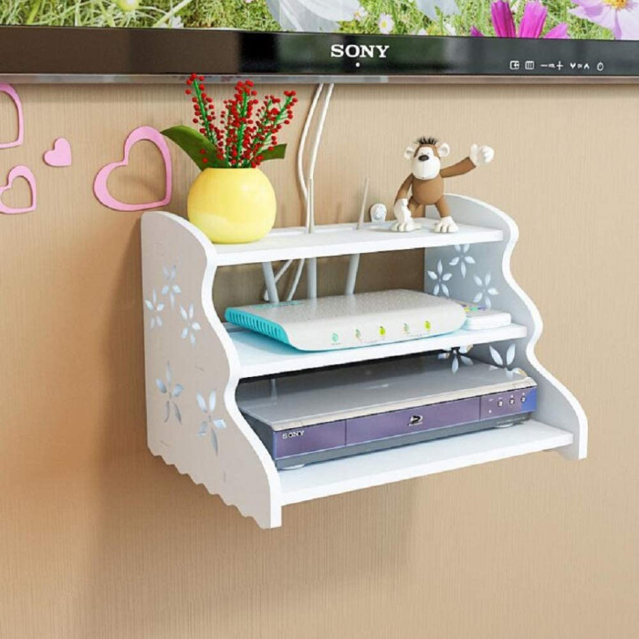 WiFi Router Storage Stand Wall Floating Shelves 3 in 1 Wall Router Stand (3 layer)